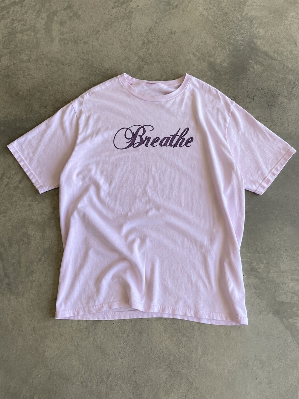 Light Pink 'Breathe' Sleep Tee — Relaxed Short Sleeve Pajama Top